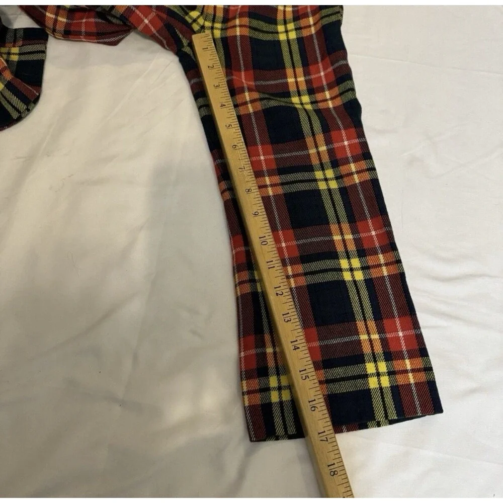 Saks Fifth Avenue Kids Plaid Pants Wool Blend 70s Groovy Fall Red Yellow Holiday